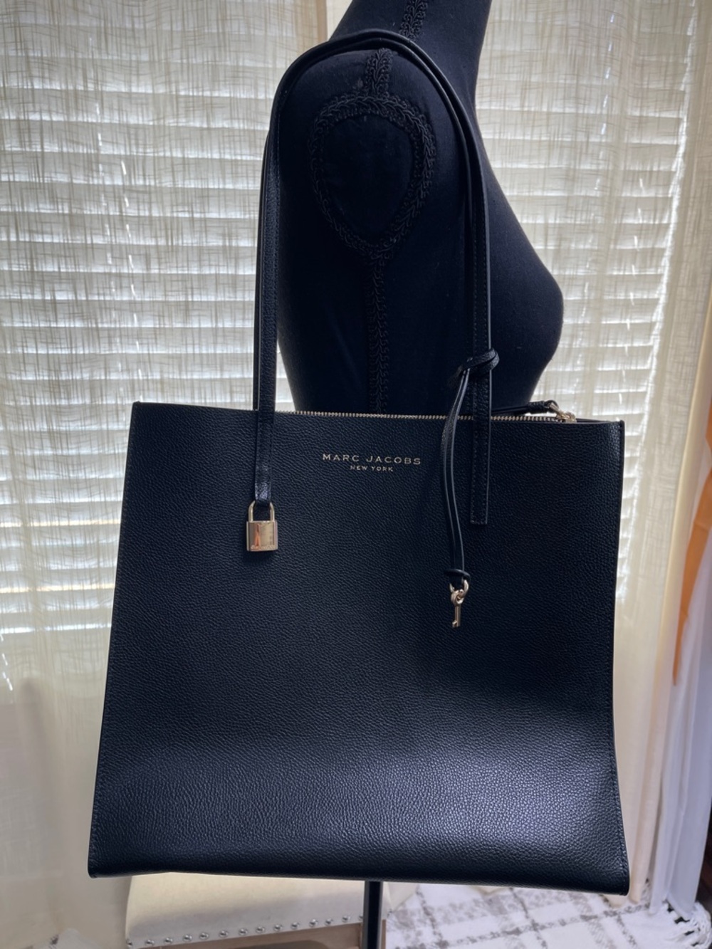 Marc Jacobs Black Pebbled Leather Tote with Gold Hardware(New)